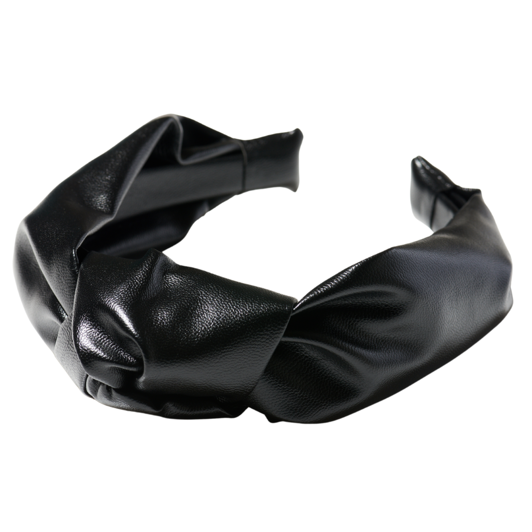 Headband, Black Vegan Leather Headband Amazon.com : Motique Accessories Vegan Leather Knotted  main image 3