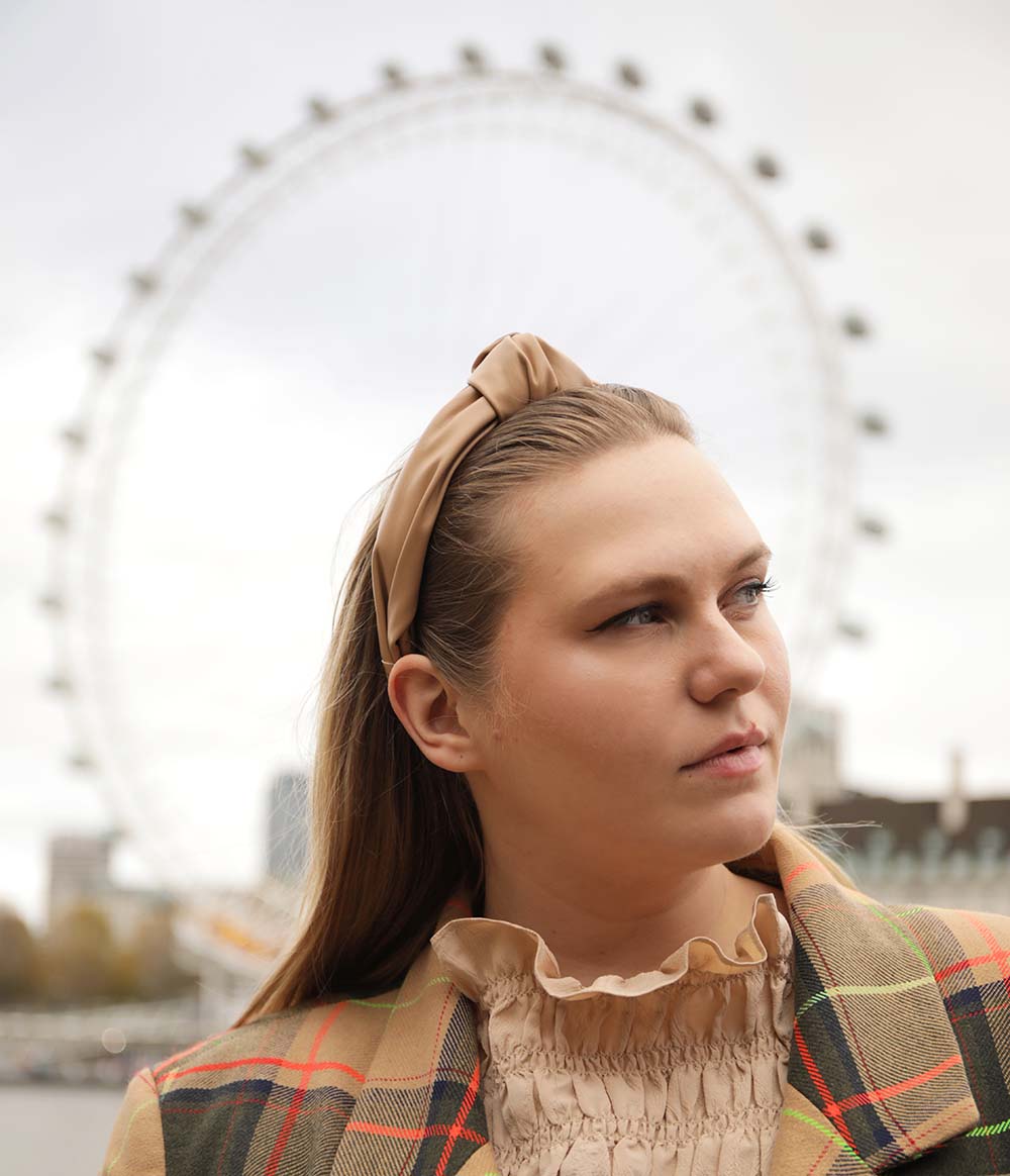 Camel Vegan Leather Knotted Headband | Vegan Leather Hair  display picture 1